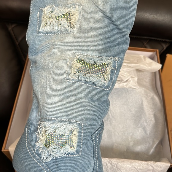 Reitoye Cowboy Boots for Women Embroidery Western Cowgirl Knee High Chunky - Picture 3 of 8